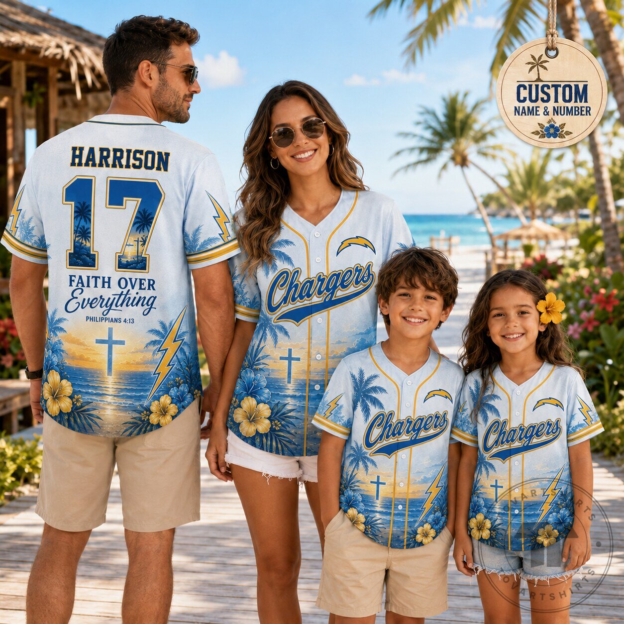 Los Angeles Chargers Football Faith Over Everything Tropical Hawaiian Shirt