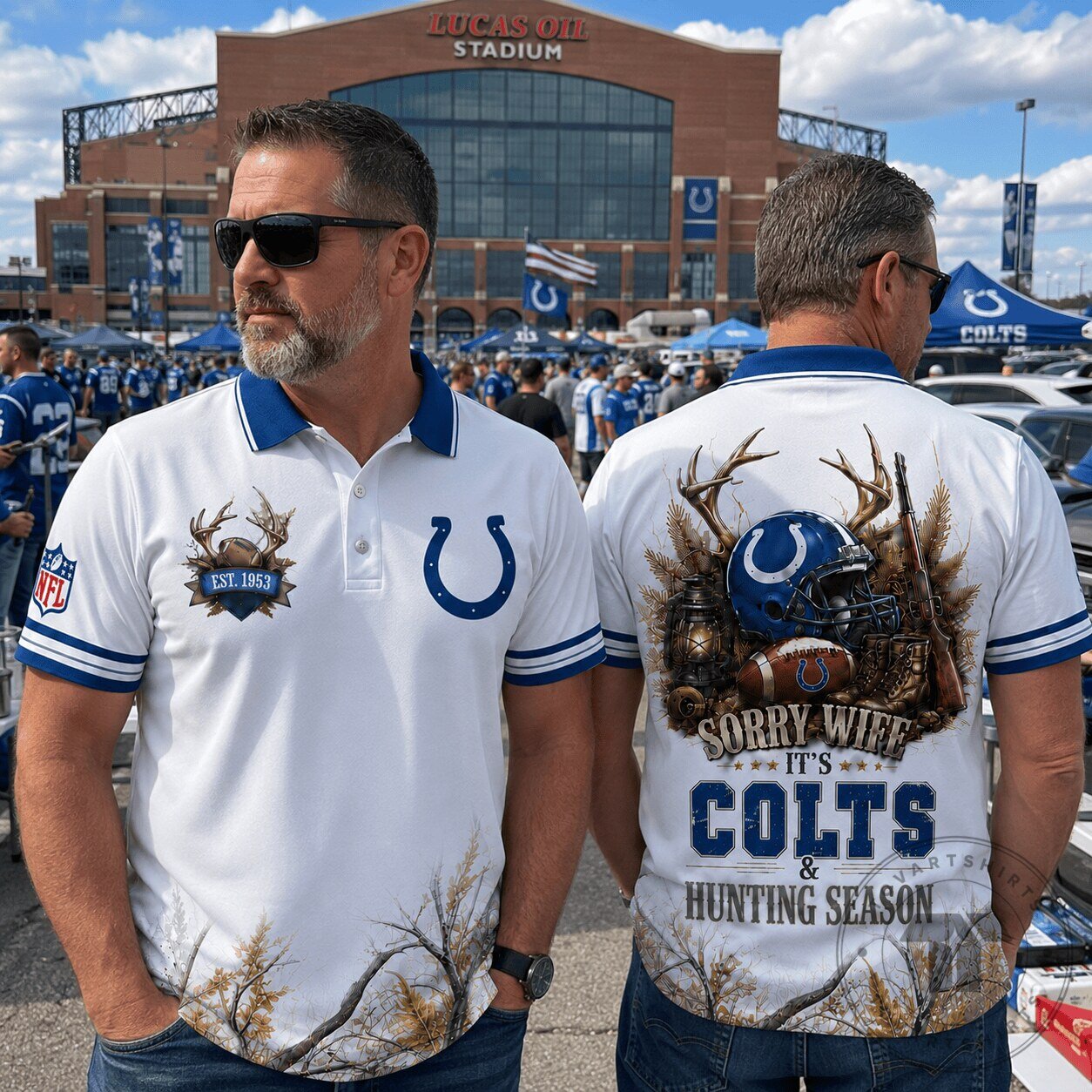 Indianapolis Colts Football Hunting Season Polo Shirt for Men