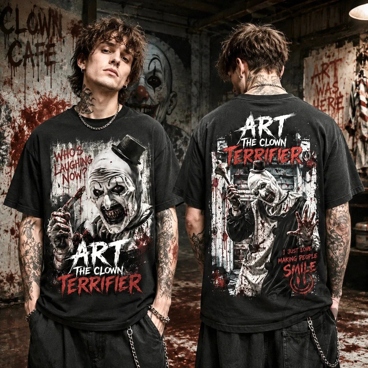 Art the Clown Terrifier Halloween Graphic Tee Horror Movie T-Shirt