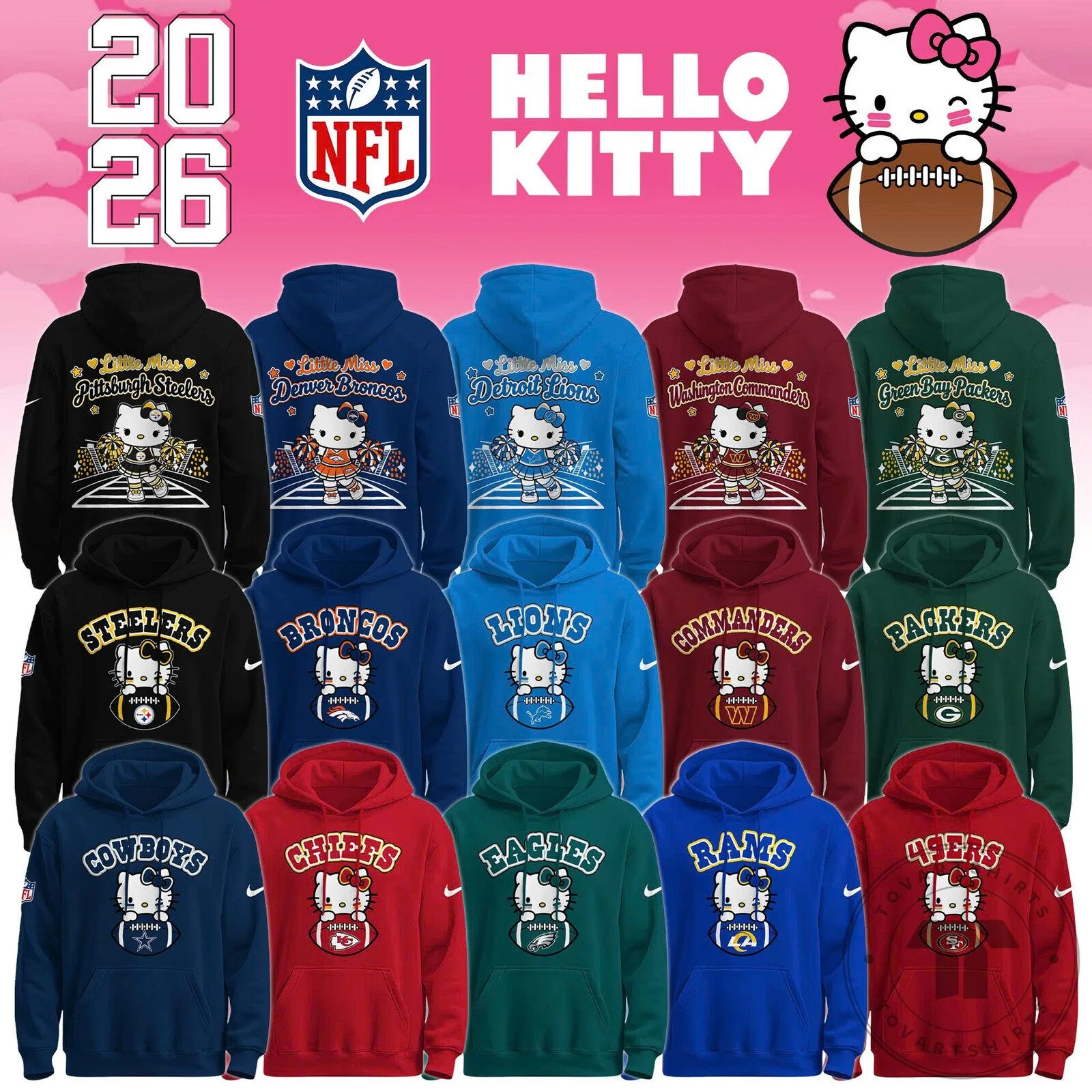 Hello Kitty National Football League Team Logo Hoodie