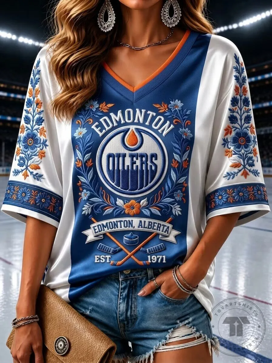 Edmonton Oilers Floral Embroidered Fan Hockey Jersey 3 Edmonton Oilers Floral Embroidered Fan Hockey Jersey