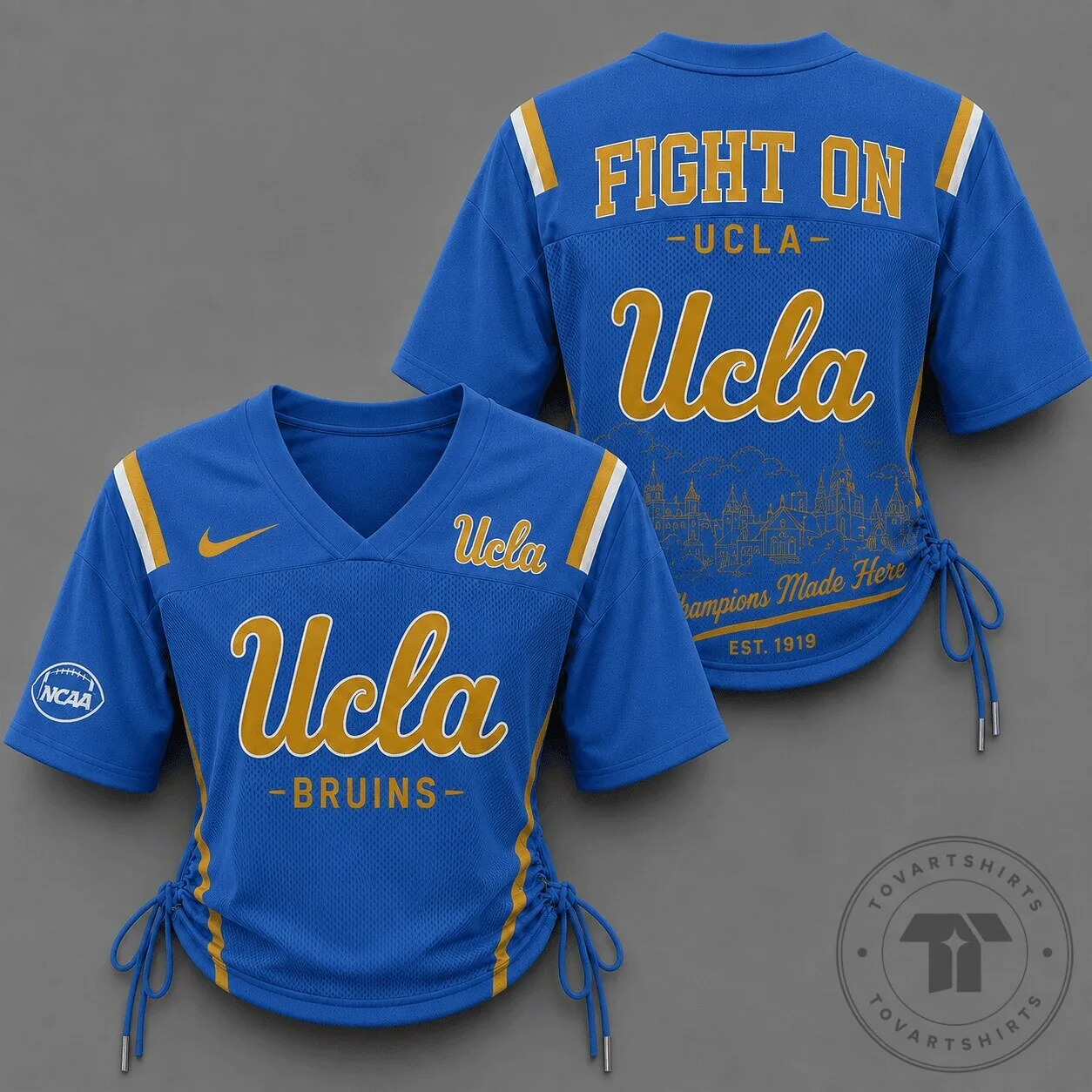 UCLA Bruins Women's Blue Football Jersey with Lace-Up Sides 2 UCLA Bruins Women's Blue Football Jersey with Lace-Up Sides