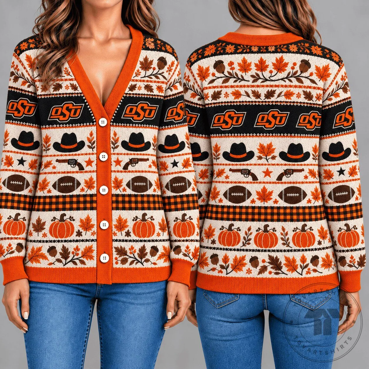 Oklahoma State Cowboys Autumn Harvest Knitted Cardigan Sweater