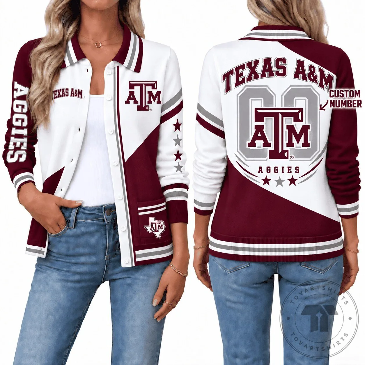 Texas A&M Aggies Women's Varsity Style Custom Number Jacket