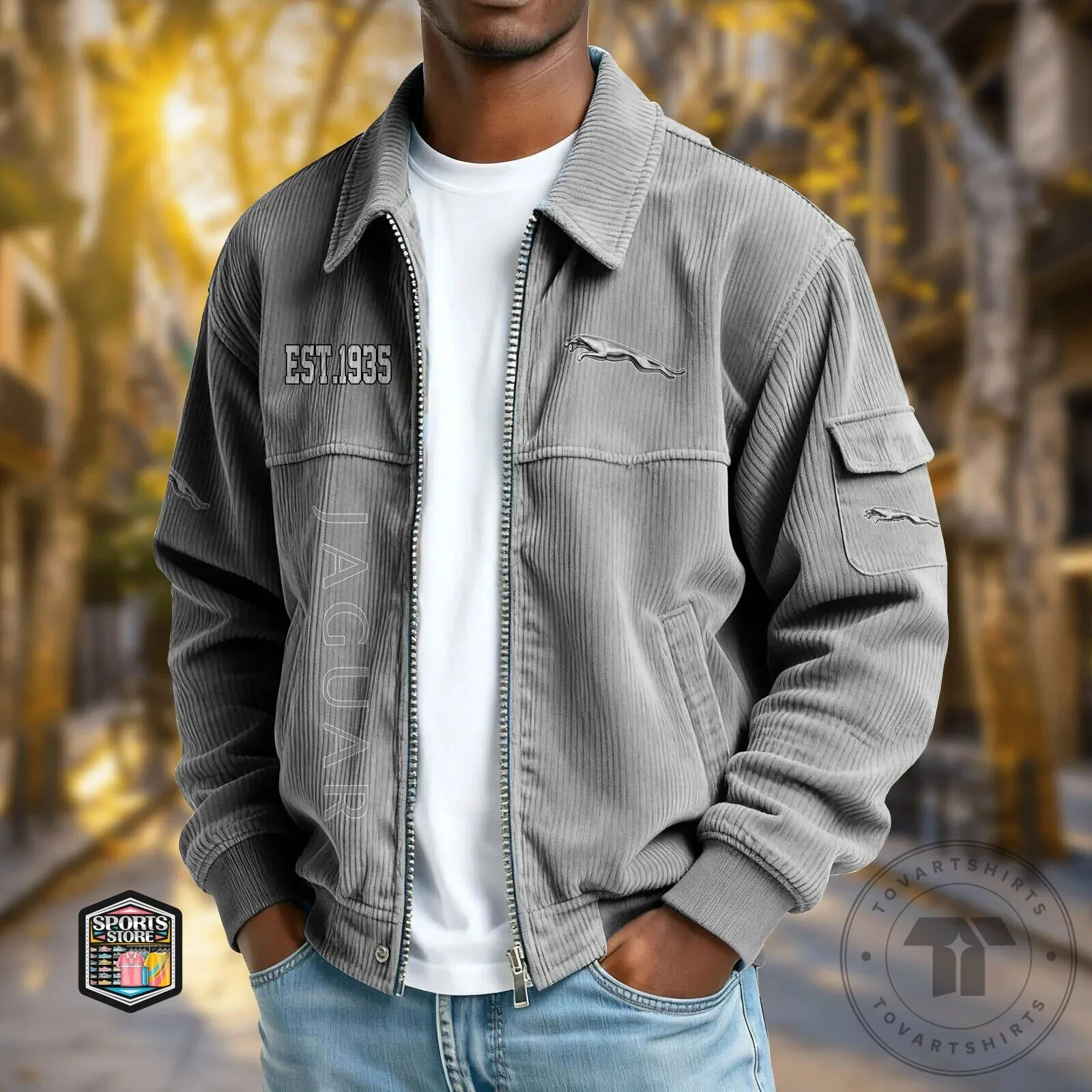 Jaguar Cars Established 1935 Corduroy Bomber Jacket