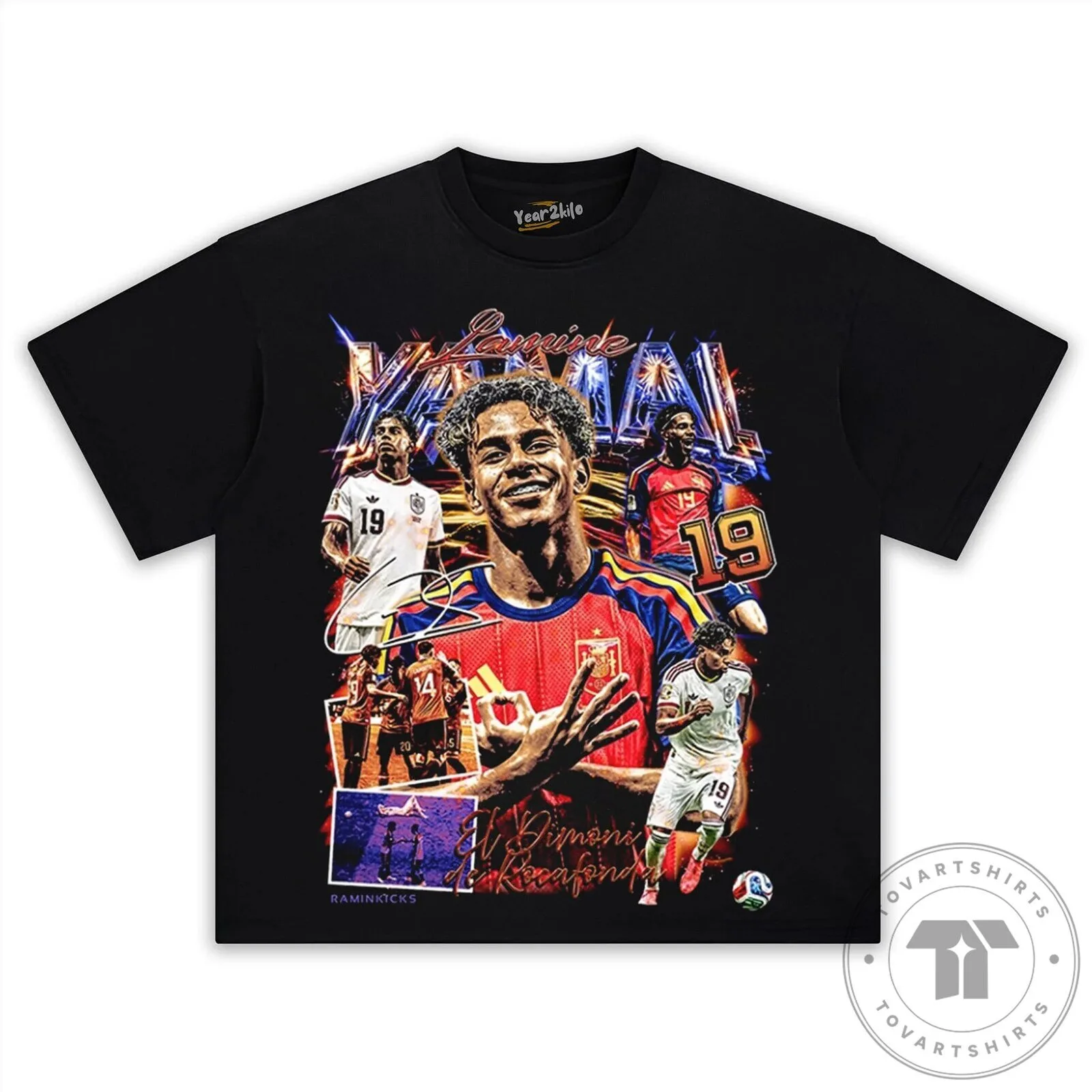Lamine Yamal Football Player Collage Graphic T-Shirt