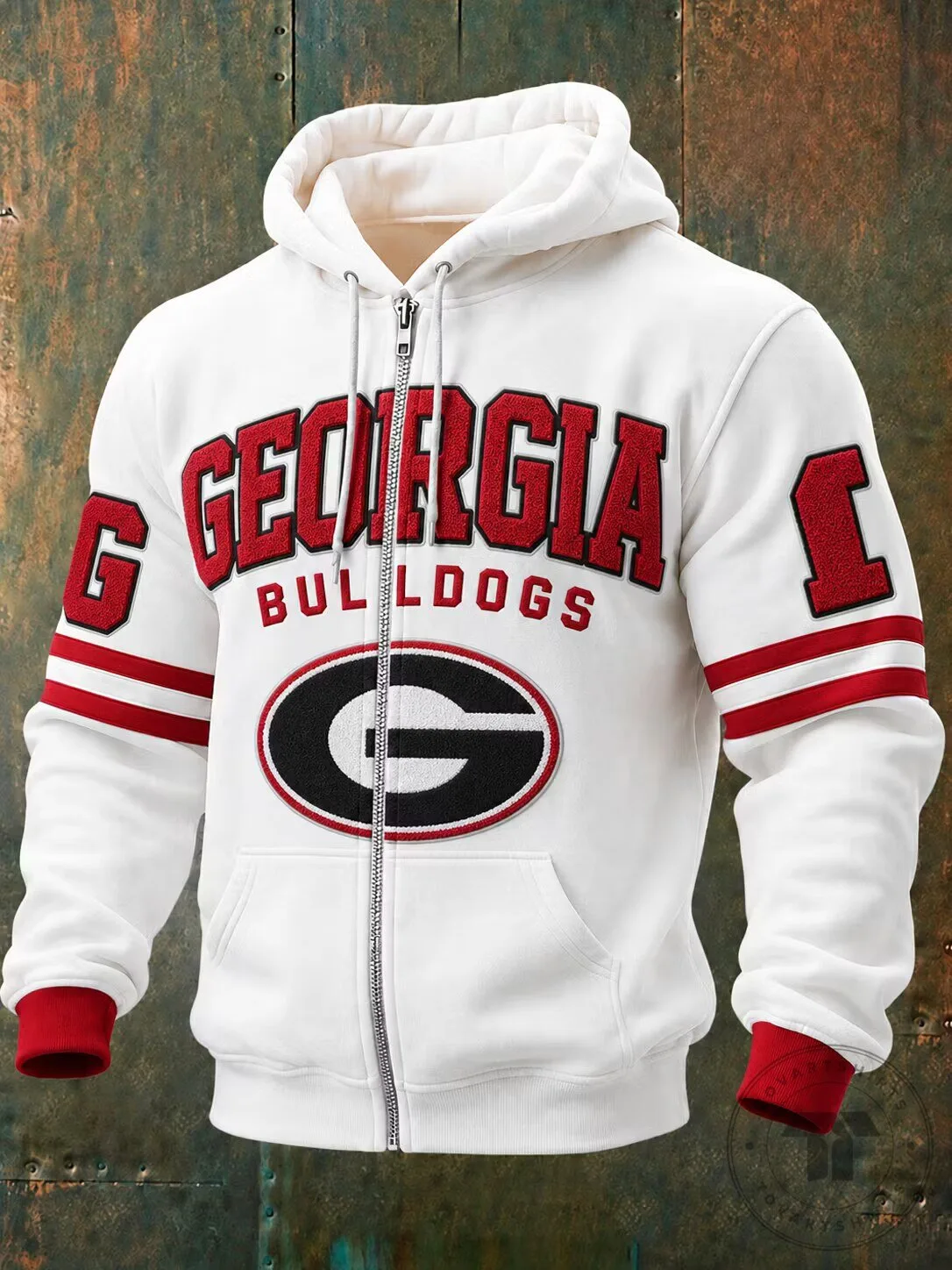 Georgia Bulldogs NCAA Football Team Logo Full Zip Hoodie 2 Georgia Bulldogs NCAA Football Team Logo Full Zip Hoodie