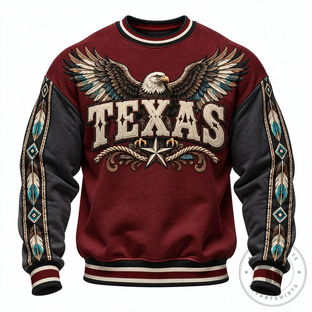 Texas Eagle Western Style Crew Neck Long Sleeve Sweatshirt