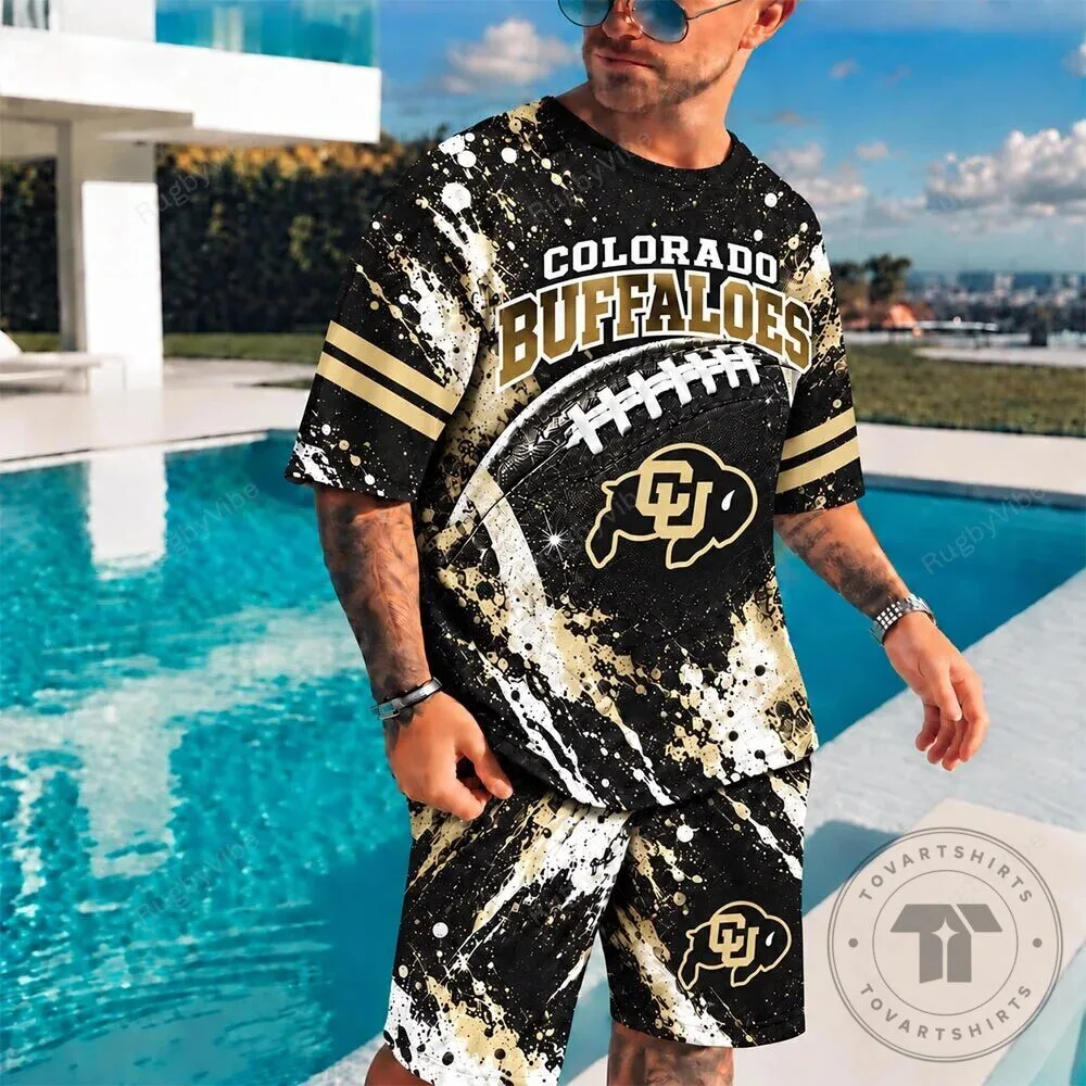 Colorado Buffaloes Football Team Black Gold Splatter Paint Fan Apparel Set 2 Colorado Buffaloes Football Team Black Gold Splatter Paint Fan Apparel Set