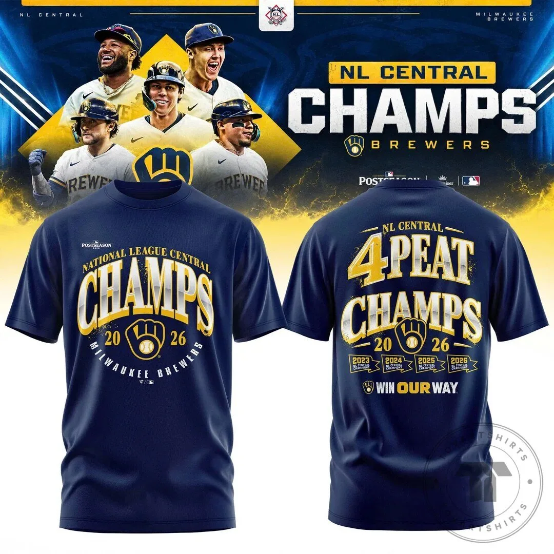 Milwaukee Brewers National League Central 4-Peat Champions 2026 T-Shirt