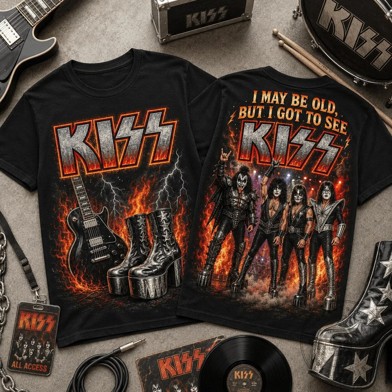 KISS Rock Band Shirt "I May Be Old" Graphic T-Shirt