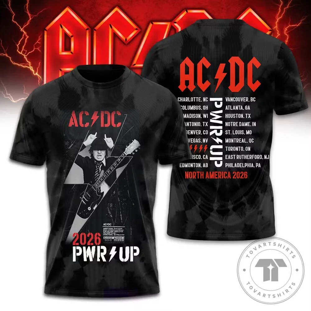 AC/DC Rock Band Shirt Power Up North America Tour 2026 Concert T-Shirt