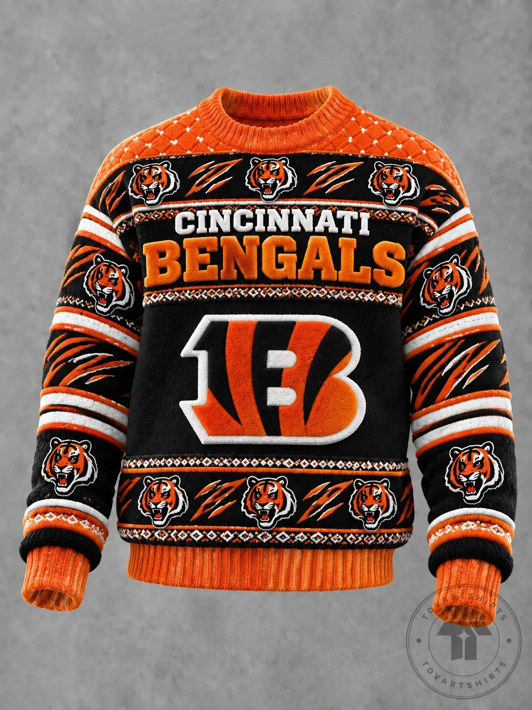 Cincinnati Bengals Ugly Christmas Sweater Festive Knit Pullover