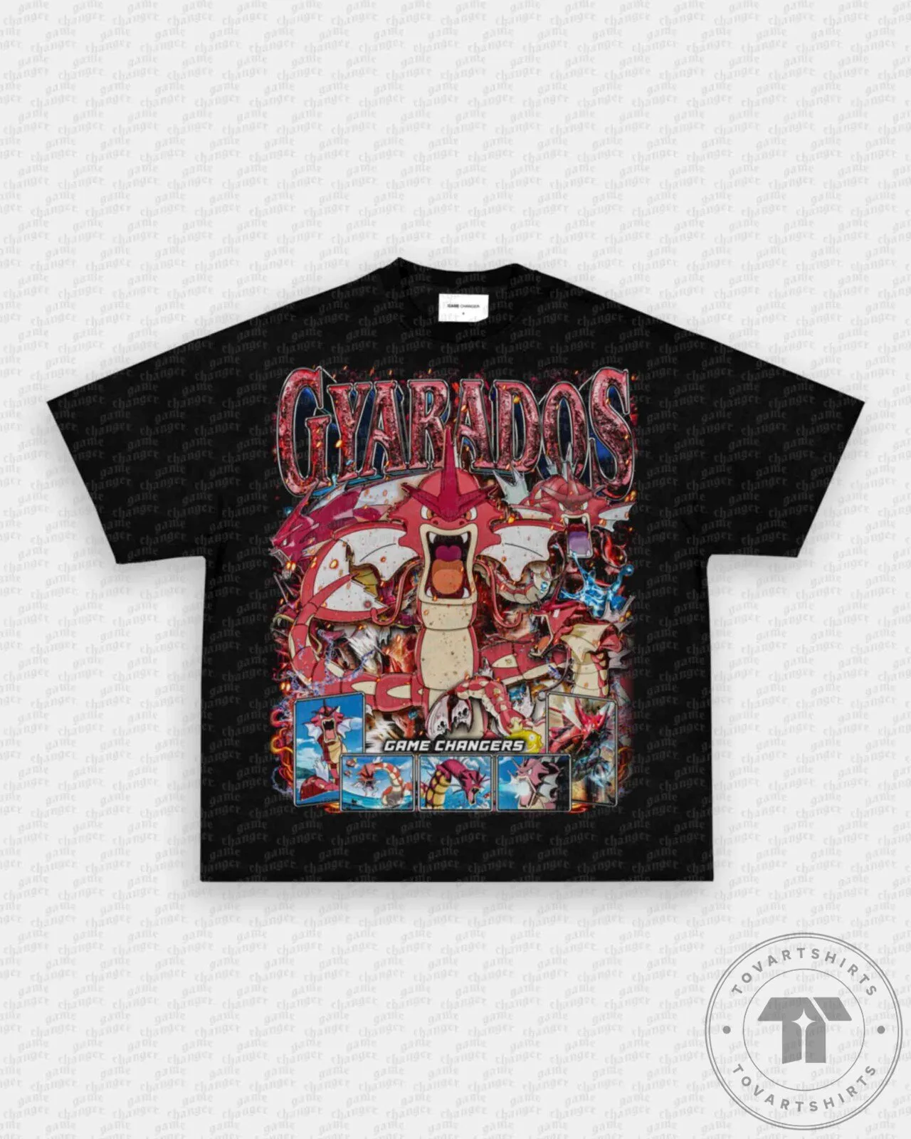 Red Gyarados Game Changers Pokemon Graphic Black T-Shirt