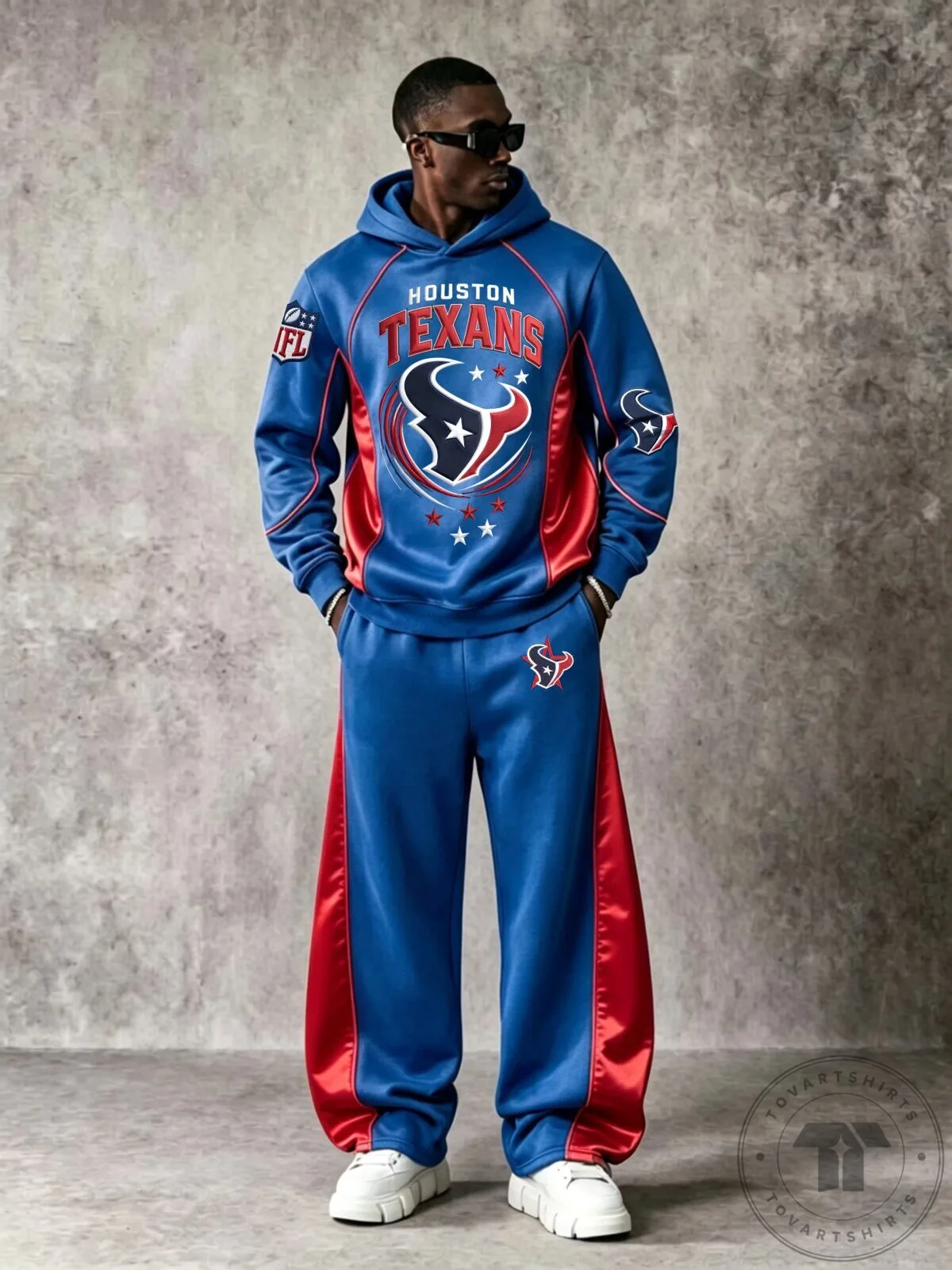 Houston Texans NFL Football Team Blue and Red Hoodie and Jogging Pants Set