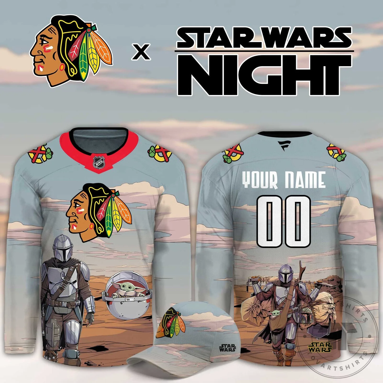 Chicago Blackhawks Star Wars Night Personalized Hockey Jersey 2 Chicago Blackhawks Star Wars Night Personalized Hockey Jersey