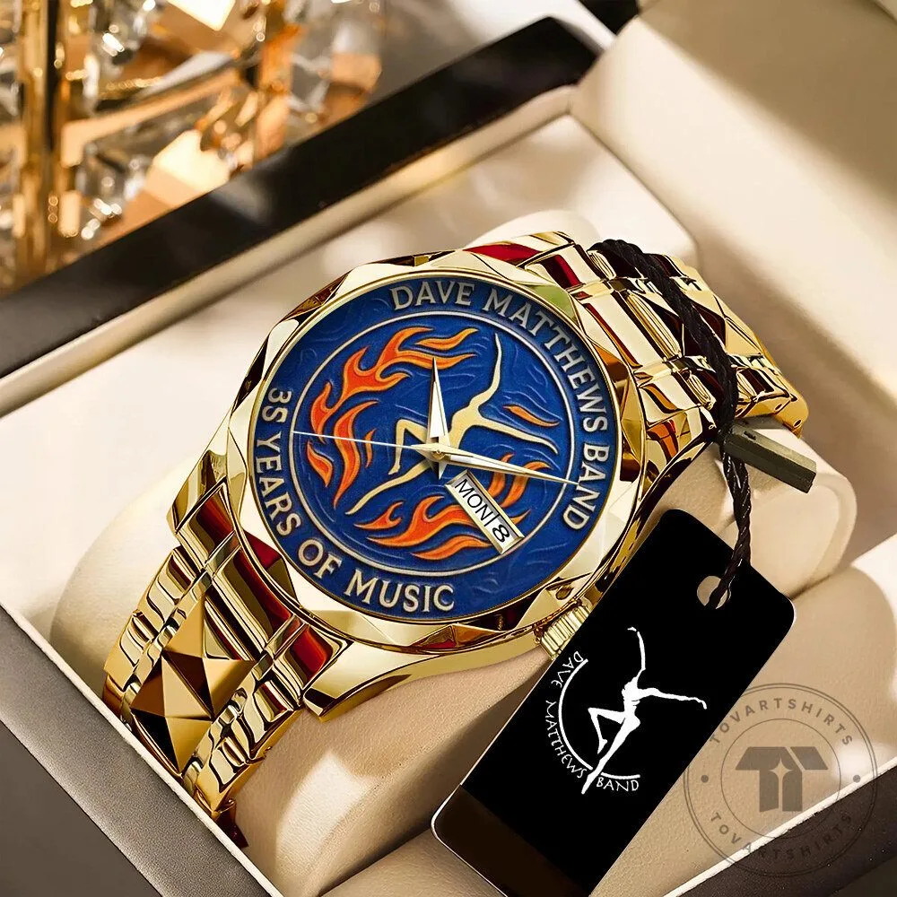 Dave Matthews Band 35 Years Of Music Gold Tone Stainless Steel Watch