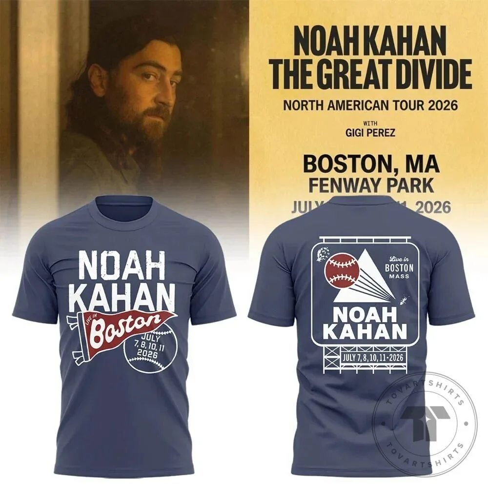 Boston Fenway Park T-Shirt for Noah Kahan's 2026 The Great Divide Tour