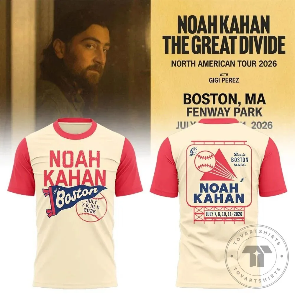Noah Kahan The Great Divide North American Tour 2026 Boston Fenway Park T-Shirt
