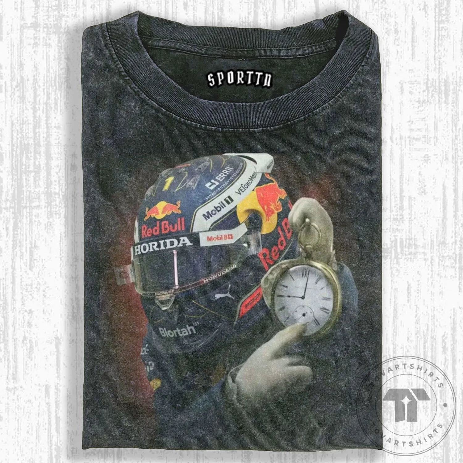 Max Verstappen F1 Racing Helmet Pocket Watch Graphic T-Shirt