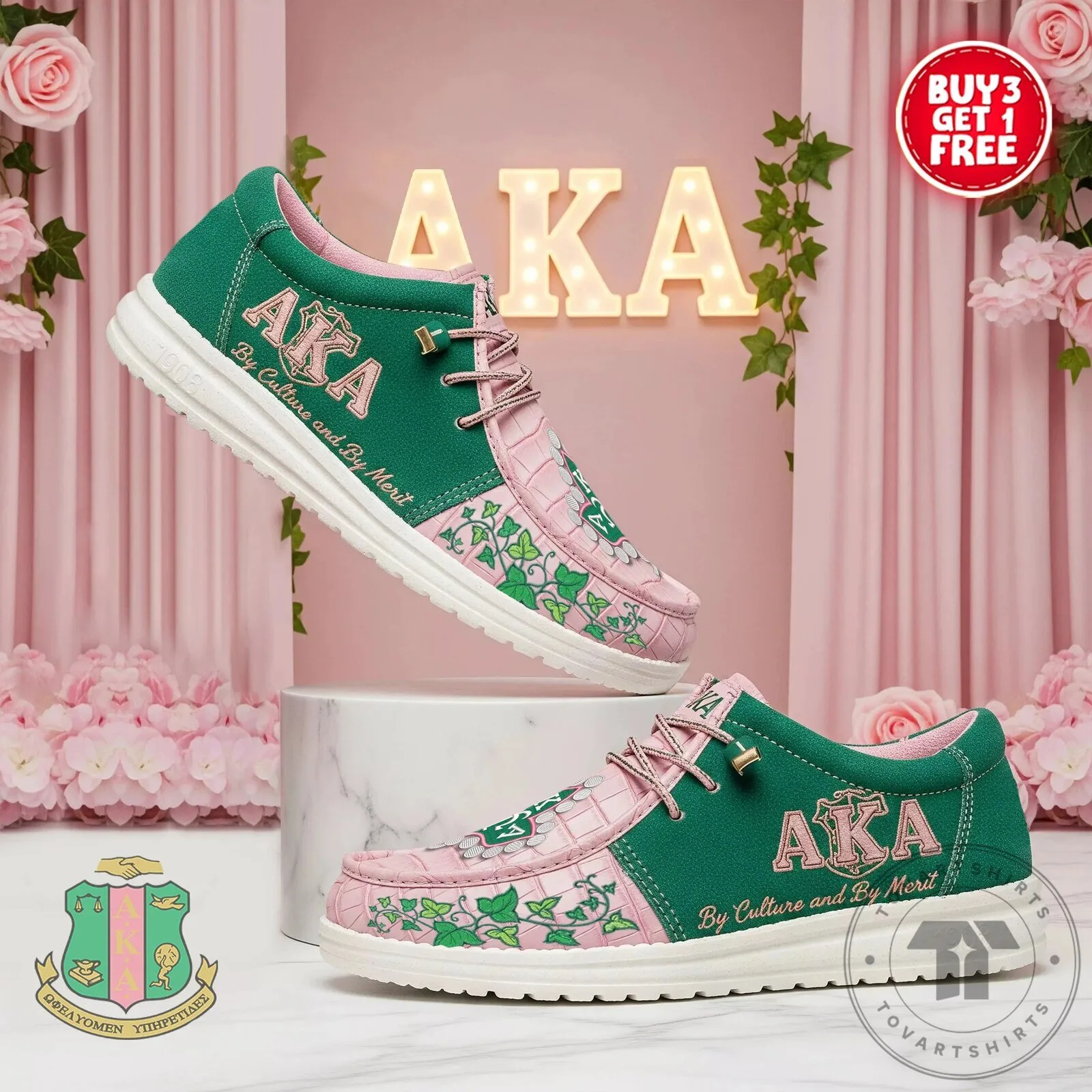Alpha Kappa Alpha Sorority Incorporated Pink and Green Loafer Shoes 2 Alpha Kappa Alpha Sorority Incorporated Pink and Green Loafer Shoes