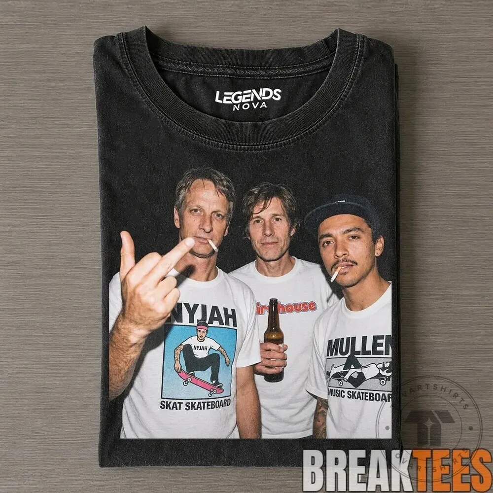 Tony Hawk Rodney Mullen Nyjah Huston Skateboard Legends Graphic T-Shirt