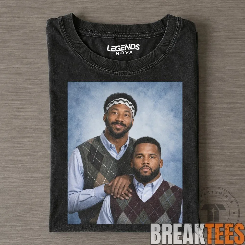 Aaron Donald and Myles Garrett Step Brothers Portrait Black T-Shirt
