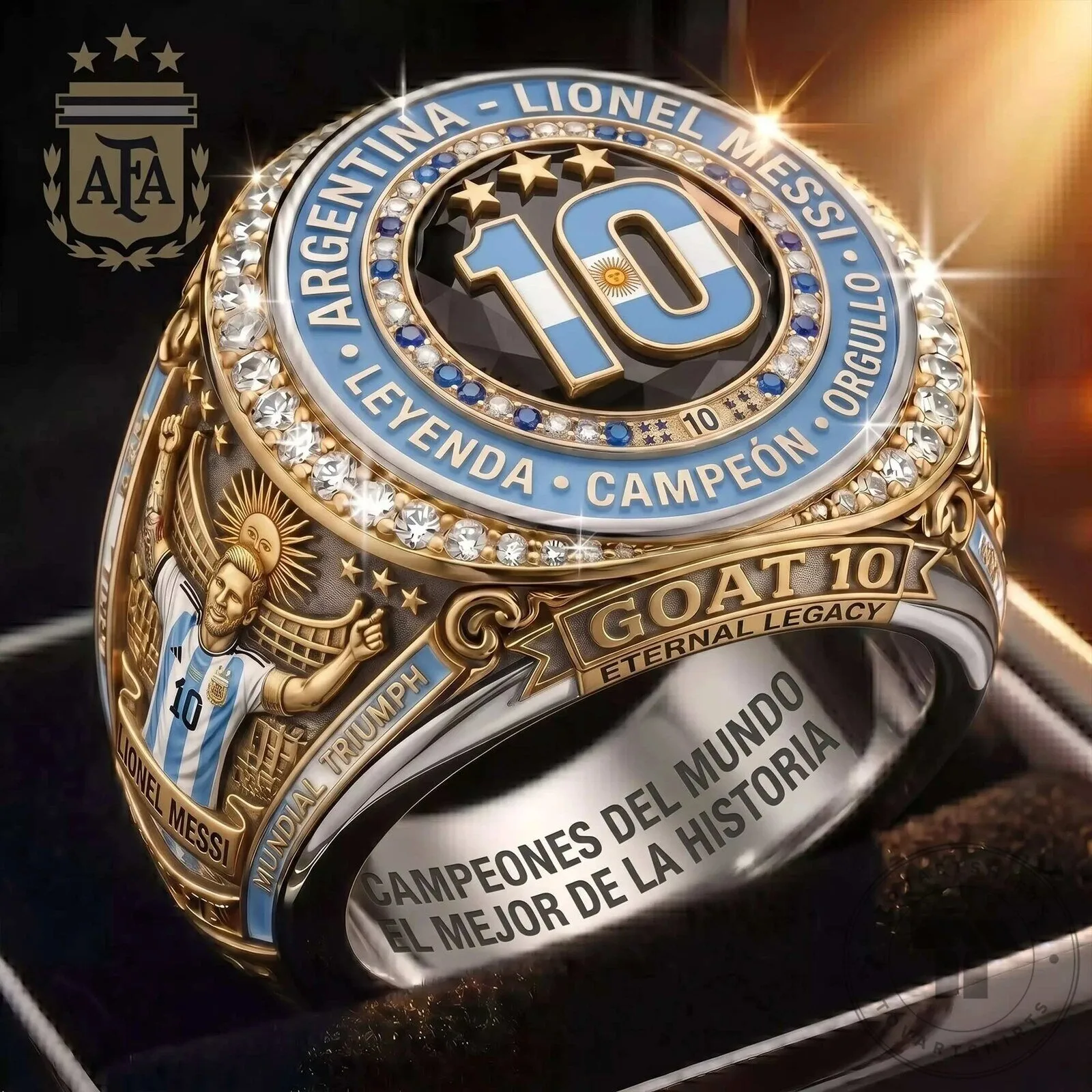 Lionel Messi Argentina World Cup Champion Commemorative Ring