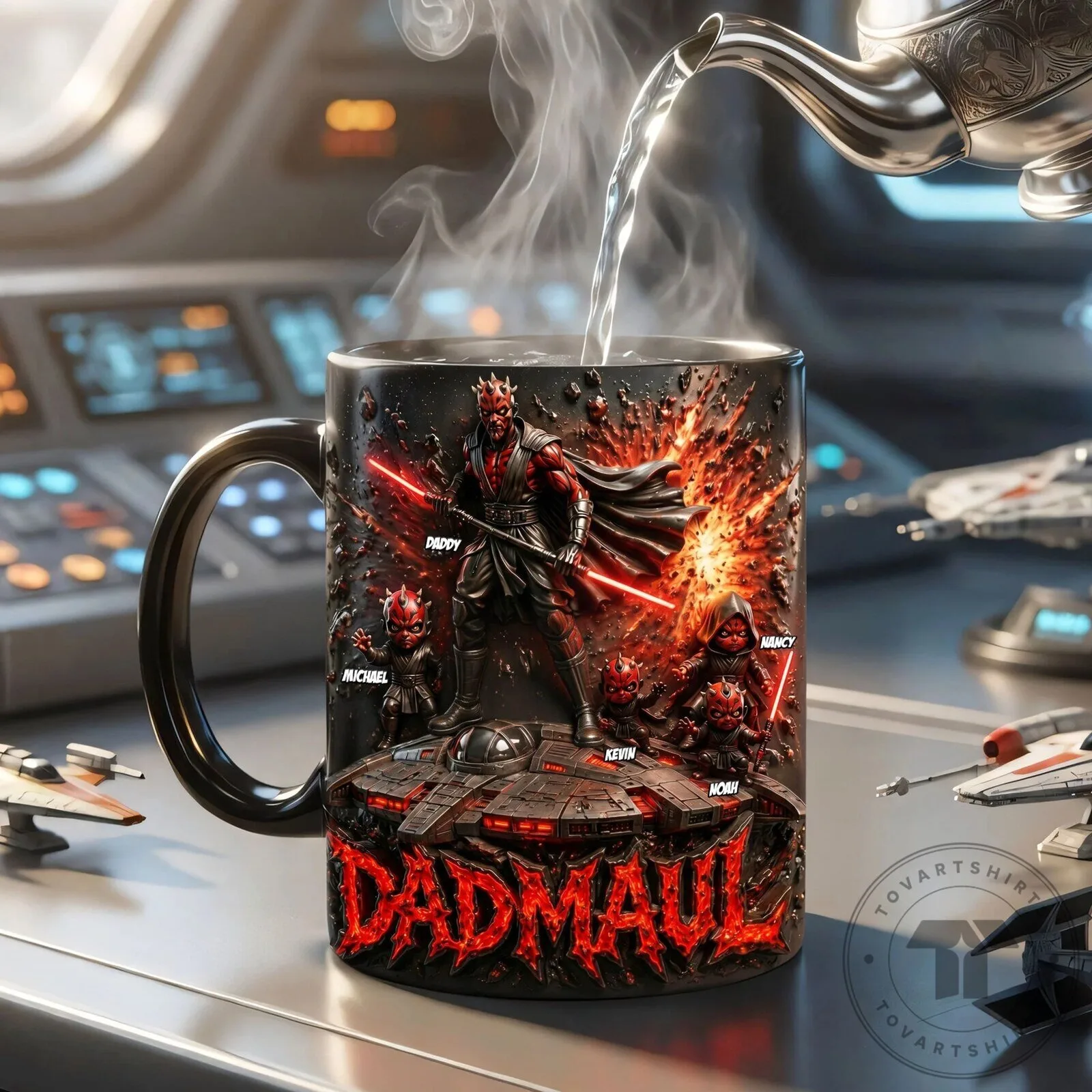 Darth Maul Star Wars Daddy and Kids Personalized Black Coffee Mug 8 Darth Maul Star Wars Daddy and Kids Personalized Black Coffee Mug