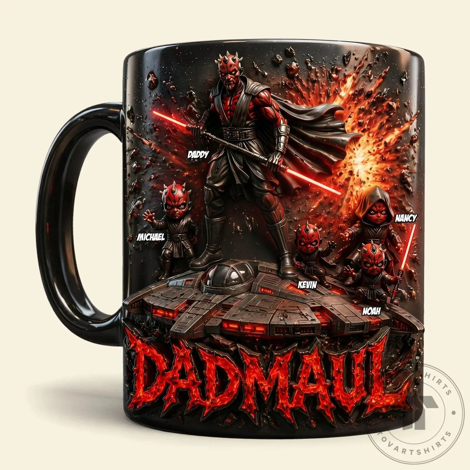 Darth Maul Star Wars Daddy and Kids Personalized Black Coffee Mug 9 Darth Maul Star Wars Daddy and Kids Personalized Black Coffee Mug