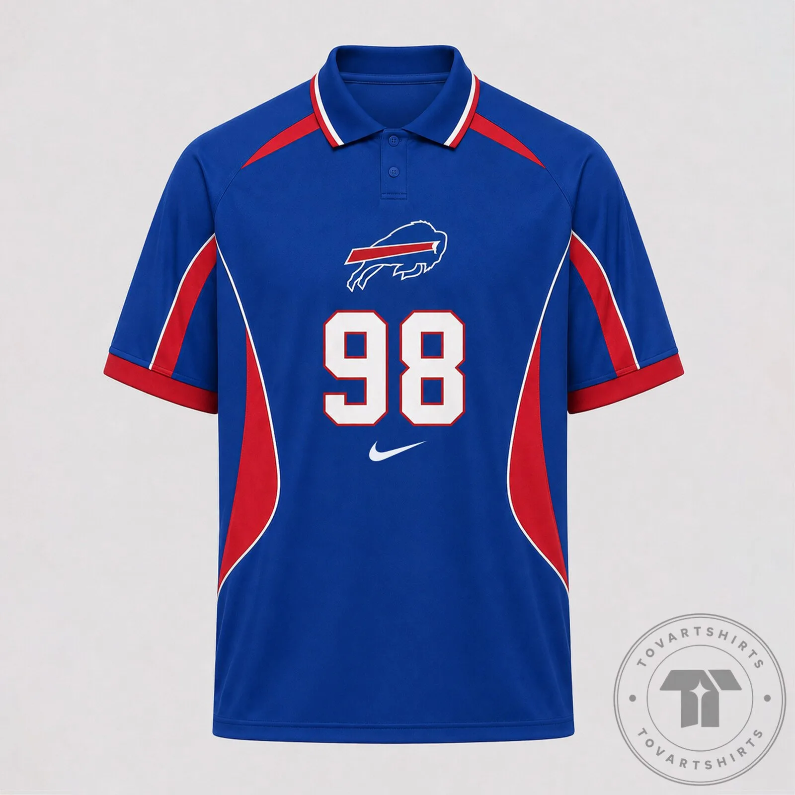 Buffalo Bills NFL Football Team Blue Custom Number Polo Shirt