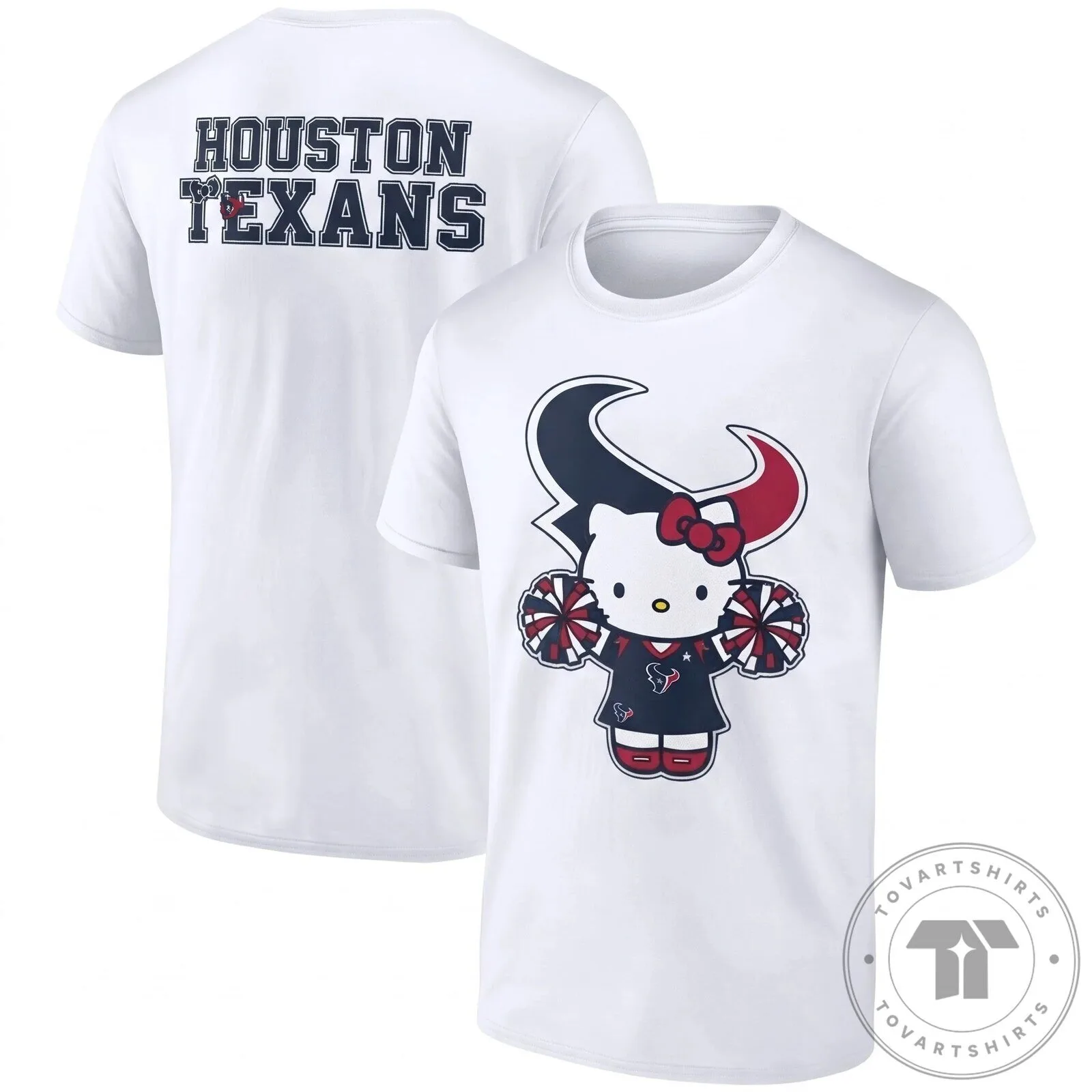 Houston Texans Hello Kitty Cheerleader Black Football Fan T-Shirt 12 Houston Texans Hello Kitty Cheerleader Black Football Fan T-Shirt