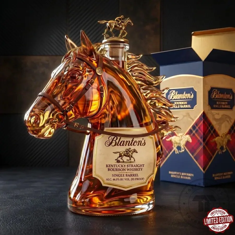 Blanton's Bourbon Whiskey Horse Head Decanter Bottle with Stopper 9 Blanton
