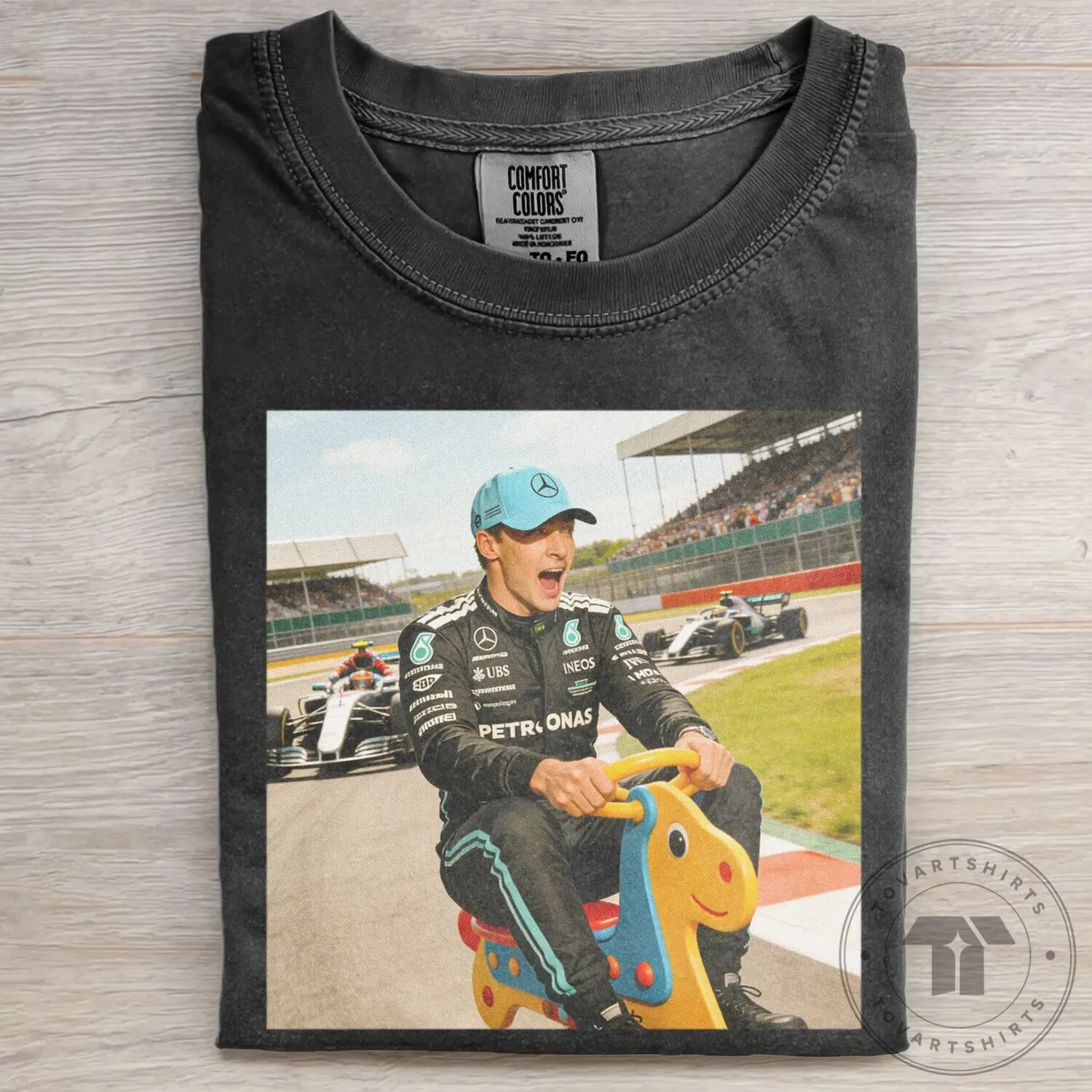 Formula 1 Racing Driver T-Shirt featuring George Russell’s Hilarious Meme