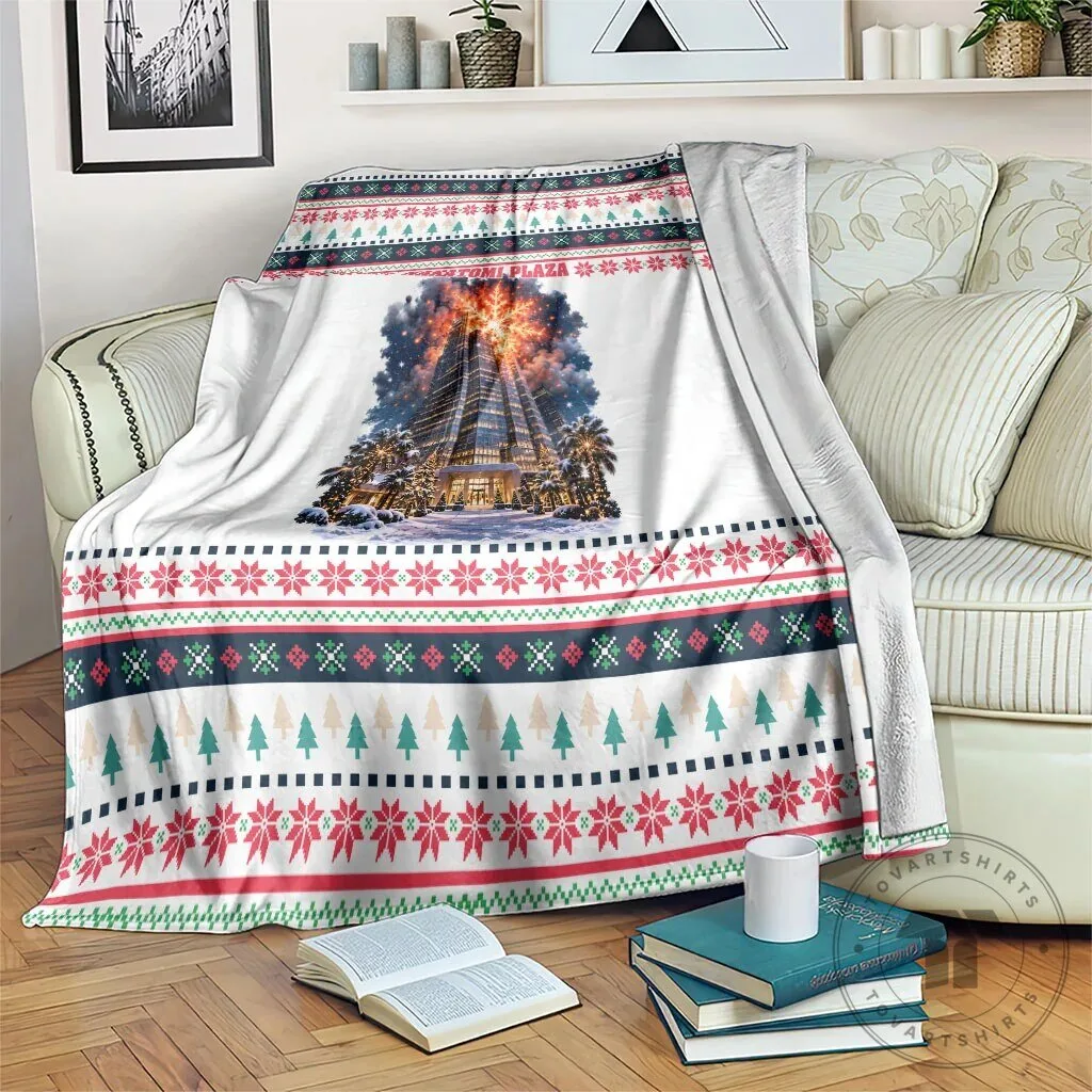 Christmas Nakatomi Plaza Explosion Santa Ho Ho Ho Holiday Blanket