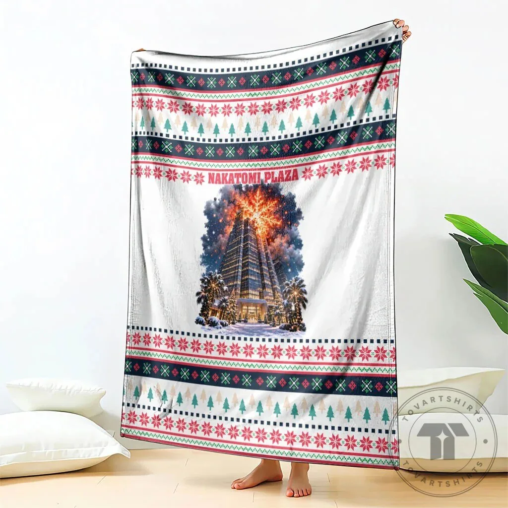 Christmas Nakatomi Plaza Explosion Santa Ho Ho Ho Holiday Blanket 9 Christmas Nakatomi Plaza Explosion Santa Ho Ho Ho Holiday Blanket