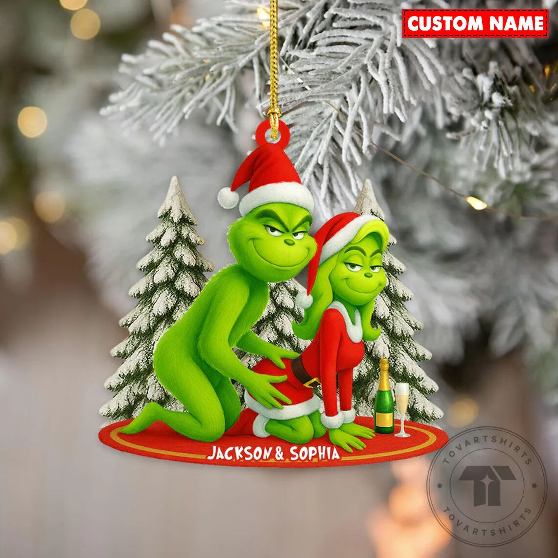 Personalized Grinch and Cindy Lou Who Christmas Tree Ornament