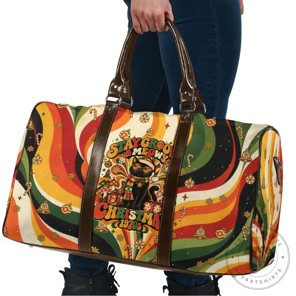 Stay Groovy & Meows Christmas 1970s Black Cat Retro Holiday Travel Bag 11 Stay Groovy & Meows Christmas 1970s Black Cat Retro Holiday Travel Bag