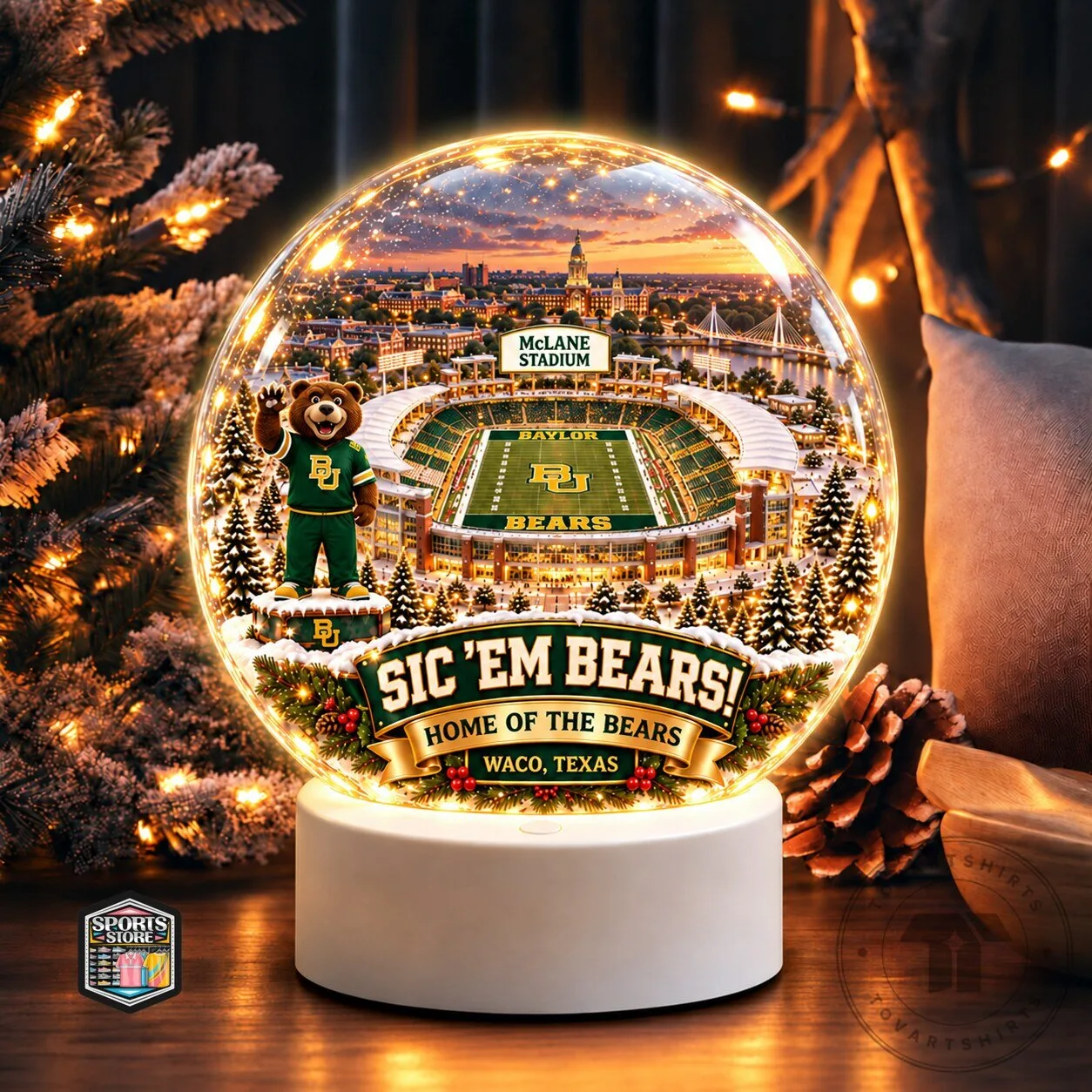 Baylor Bears McLane Stadium Christmas Snow Globe