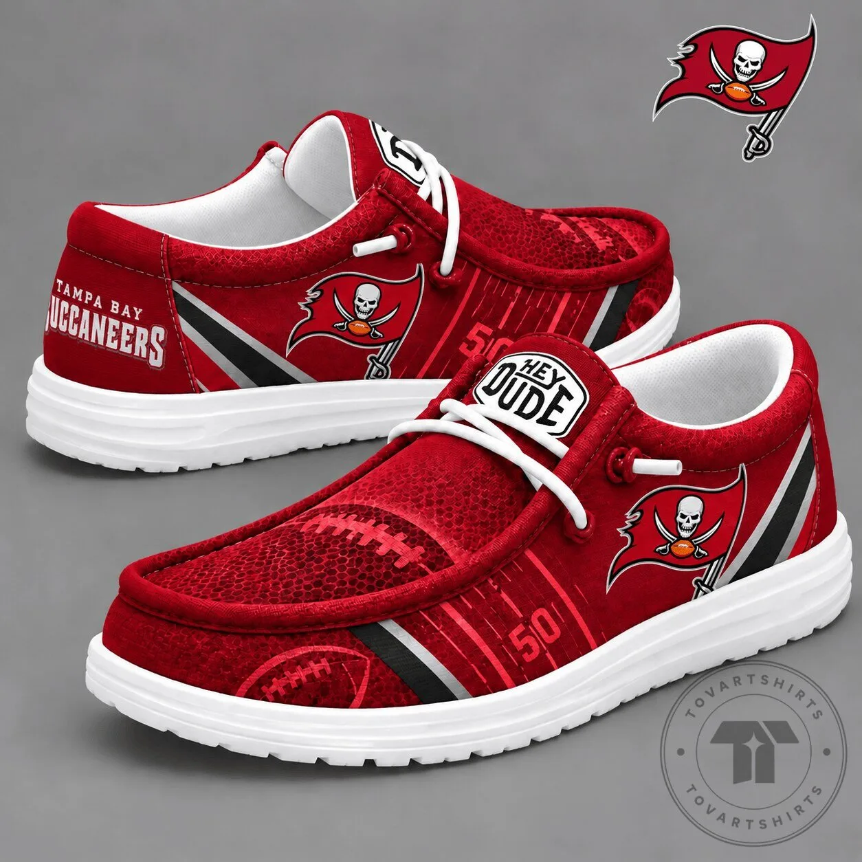 Tampa Bay Buccaneers NFL Team Logo Red Football Pattern Casual Shoes 1 Tampa Bay Buccaneers NFL Team Logo Red Football Pattern Casual Shoes