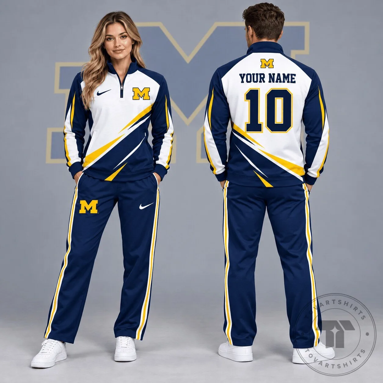 Michigan Wolverines Personalized Quarter-Zip Track Jacket and Pants Set