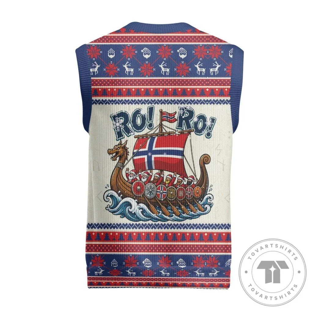 Viking Santa Claus Christmas Knitted Vest Ro Ro Ro Norwegian Flag Holiday Sweater 10 Viking Santa Claus Christmas Knitted Vest Ro Ro Ro Norwegian Flag Holiday Sweater