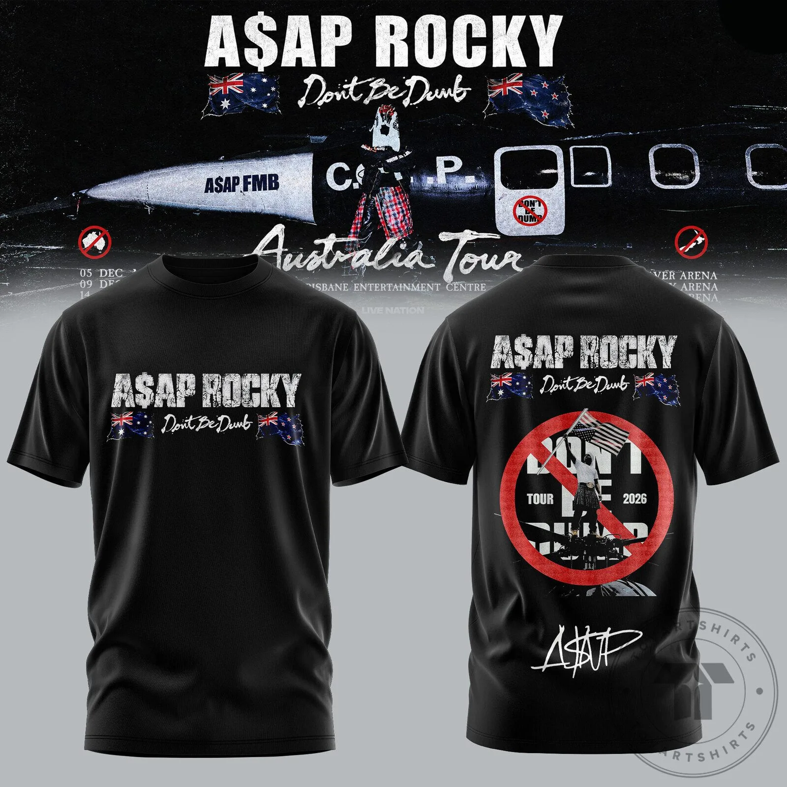 ASAP Rocky Don't Be Dumb Australia Tour 2026 Concert Black T-Shirt 5 ASAP Rocky Don