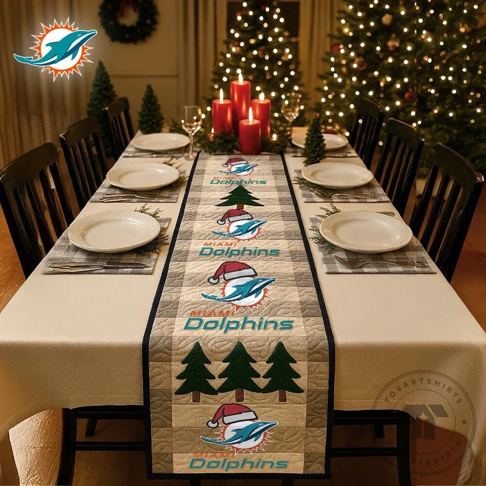 Miami Dolphins Christmas Holiday Quilted Table Runner for Dining Room Decor 9 Miami Dolphins Christmas Holiday Quilted Table Runner for Dining Room Decor