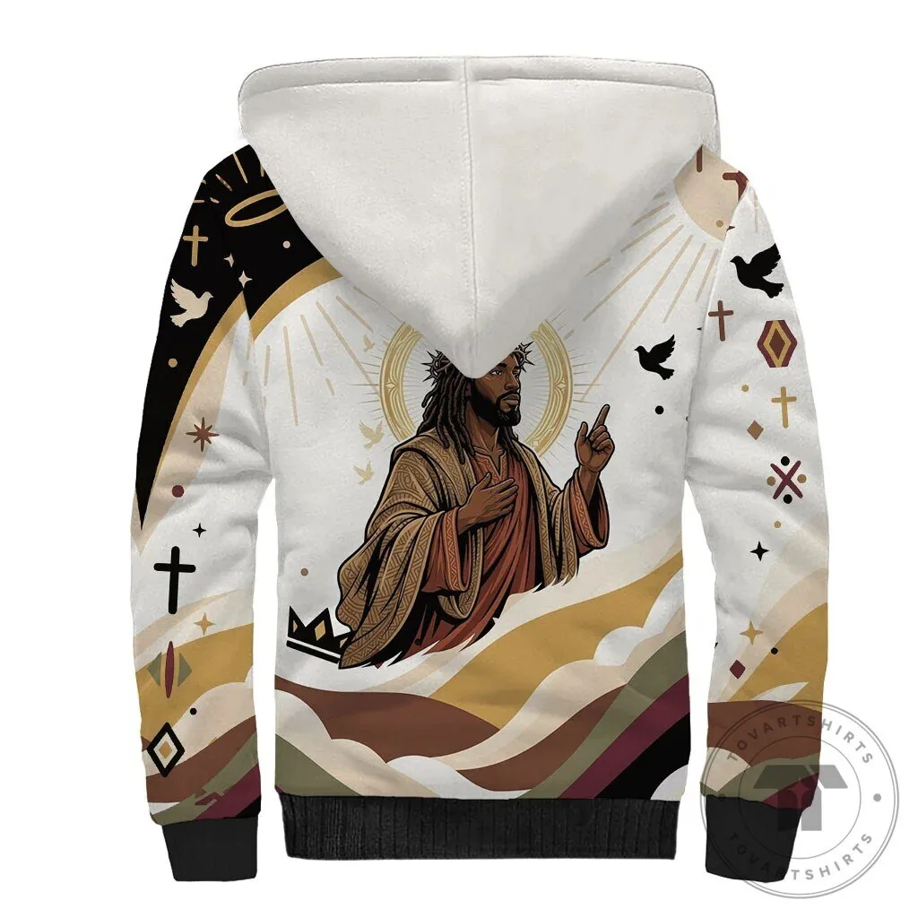 King Jesus African Black Christ Sherpa Hoodie Religious Christian Faith Holy Cross Dove 7 King Jesus African Black Christ Sherpa Hoodie Religious Christian Faith Holy Cross Dove