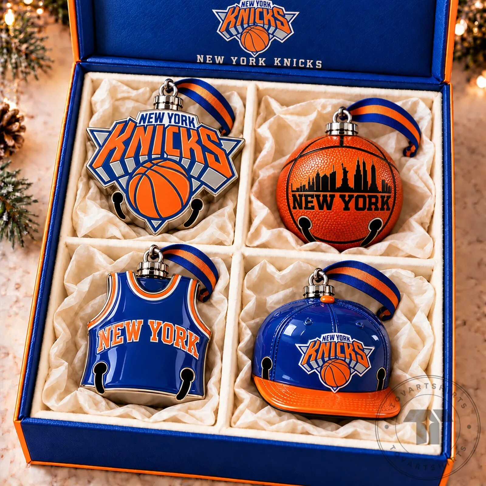 New York Knicks Basketball Team Christmas Bell Ornaments Set