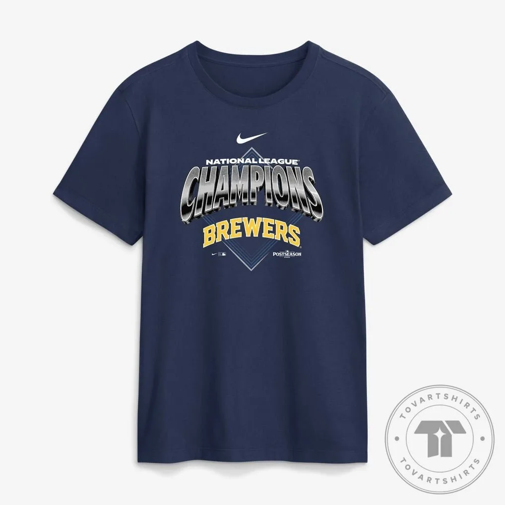 Milwaukee Brewers 2026 National League Champions Postseason Navy T-Shirt
