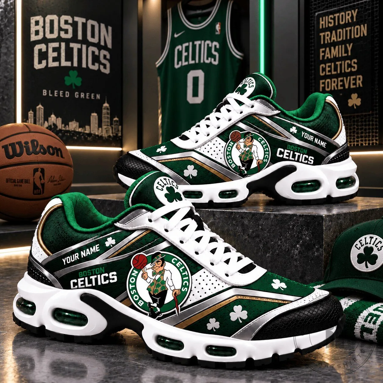 Boston Celtics NBA Basketball Team Personalized Sneakers