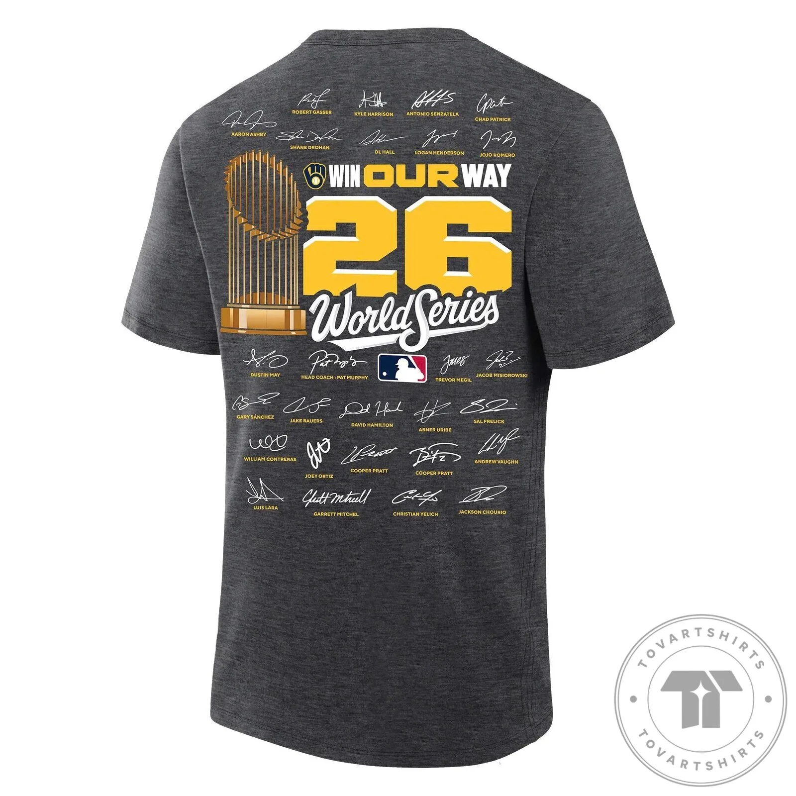 Milwaukee Brewers National League Champions 2026 Locker Room Team Signatures T-Shirt 7 Milwaukee Brewers National League Champions 2026 Locker Room Team Signatures T-Shirt