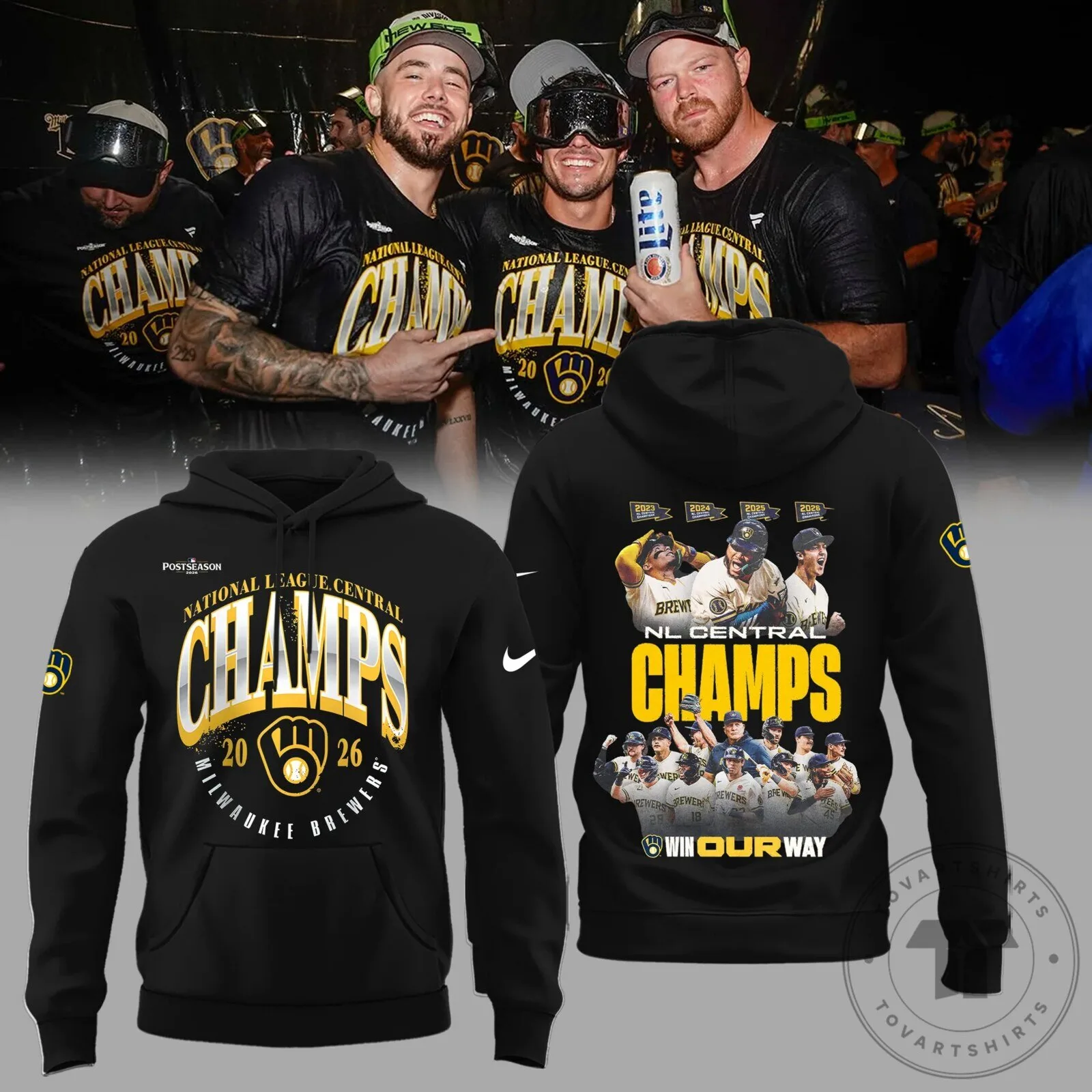 Hoodie for 2026 National League Central Division Champs - Milwaukee Brewers